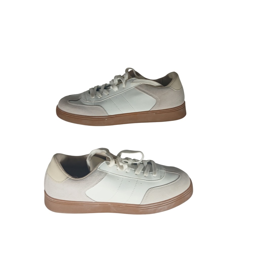 Berness Lauren Sneakers Size 9 White Cream Tan Gum Sole‎ Minimalist Streetwear